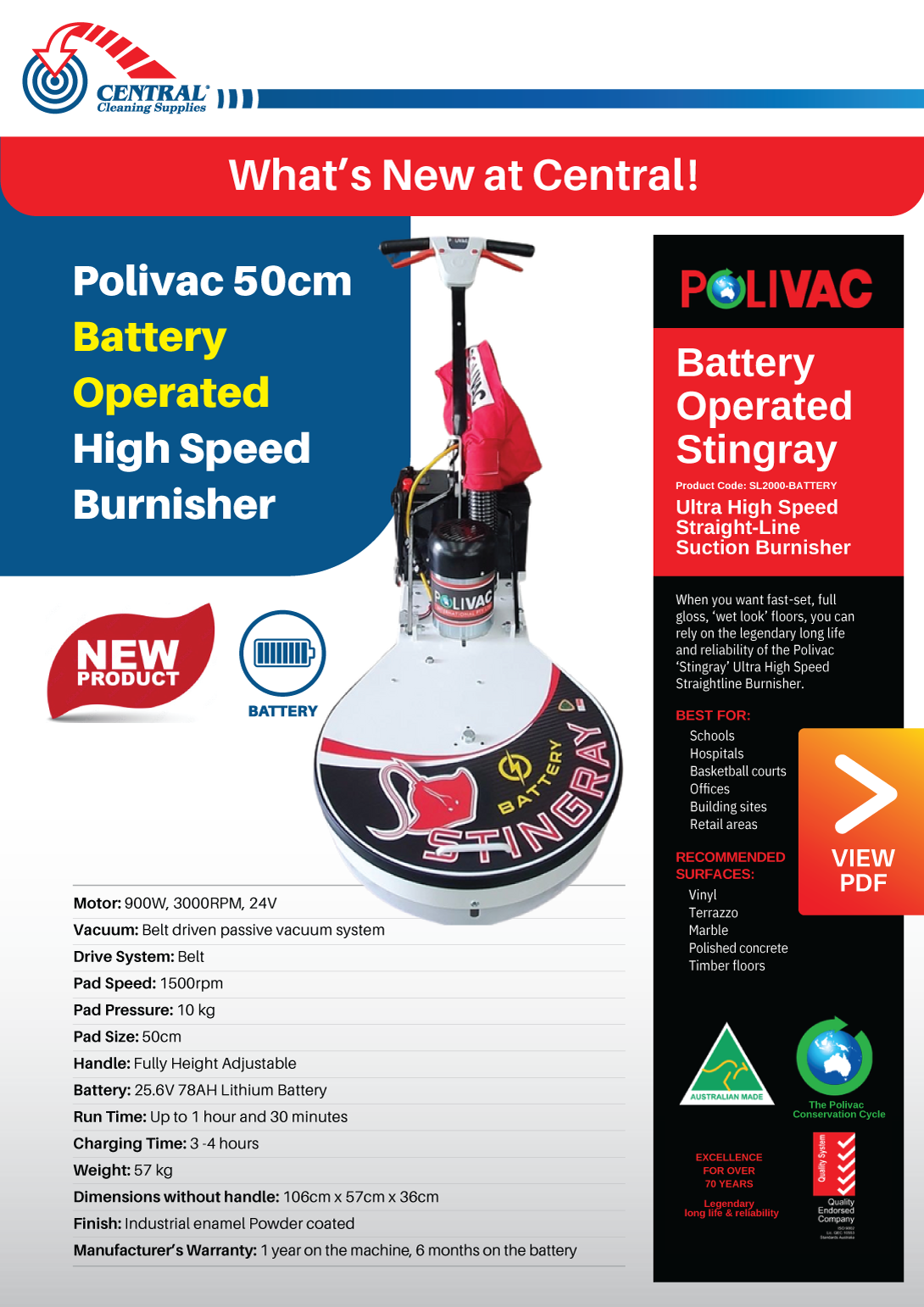 Polivac Stingray Burnisher